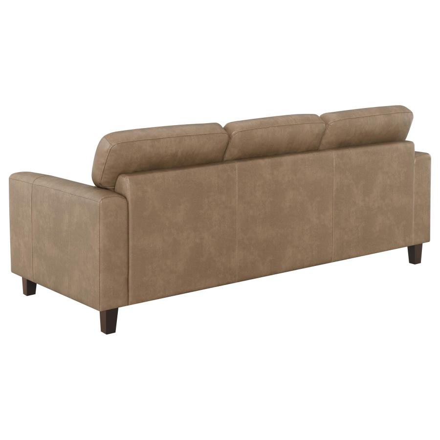 Scotland Faux Leather Upholstered Track Arm Sofa Brown view 6