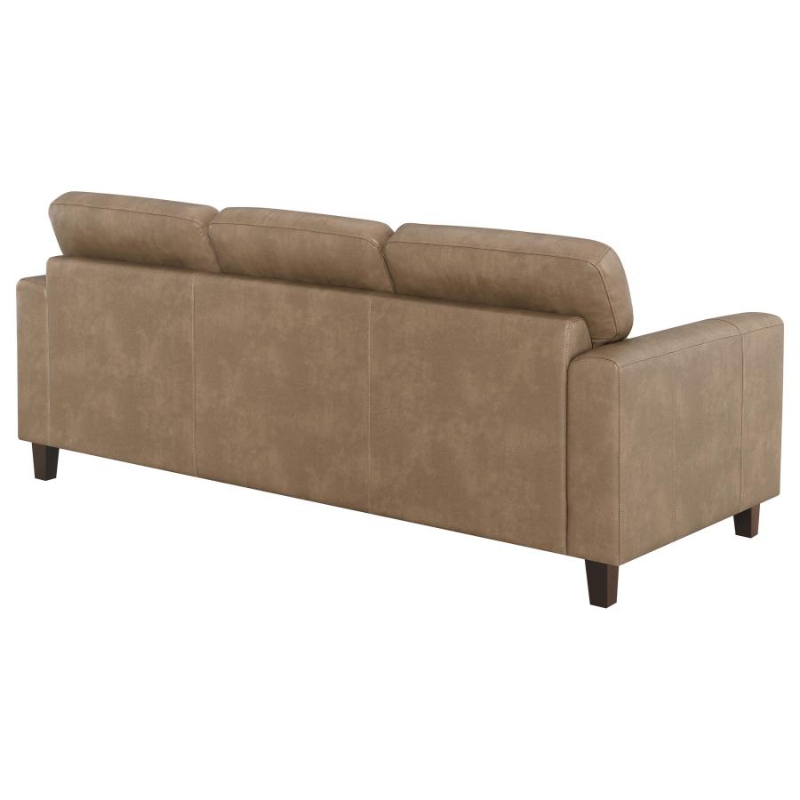 Scotland Faux Leather Upholstered Track Arm Sofa Brown view 7