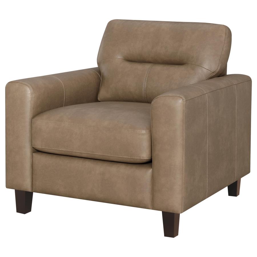 Scotland Faux Leather Upholstered Track Arm Chair Brown view 4