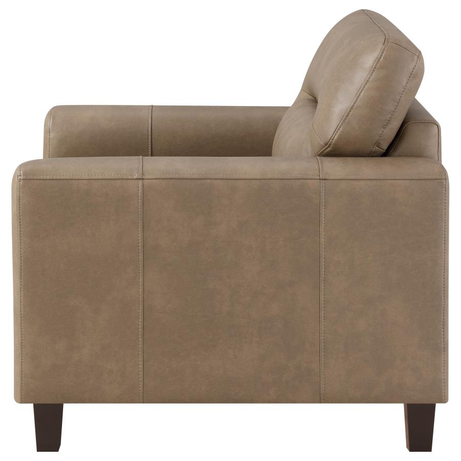 Scotland Faux Leather Upholstered Track Arm Chair Brown view 5