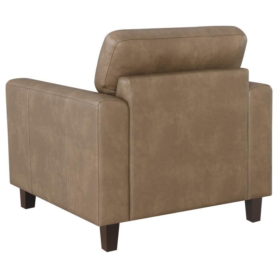 Scotland Faux Leather Upholstered Track Arm Chair Brown view 6