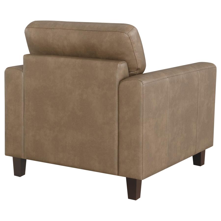Scotland Faux Leather Upholstered Track Arm Chair Brown view 7
