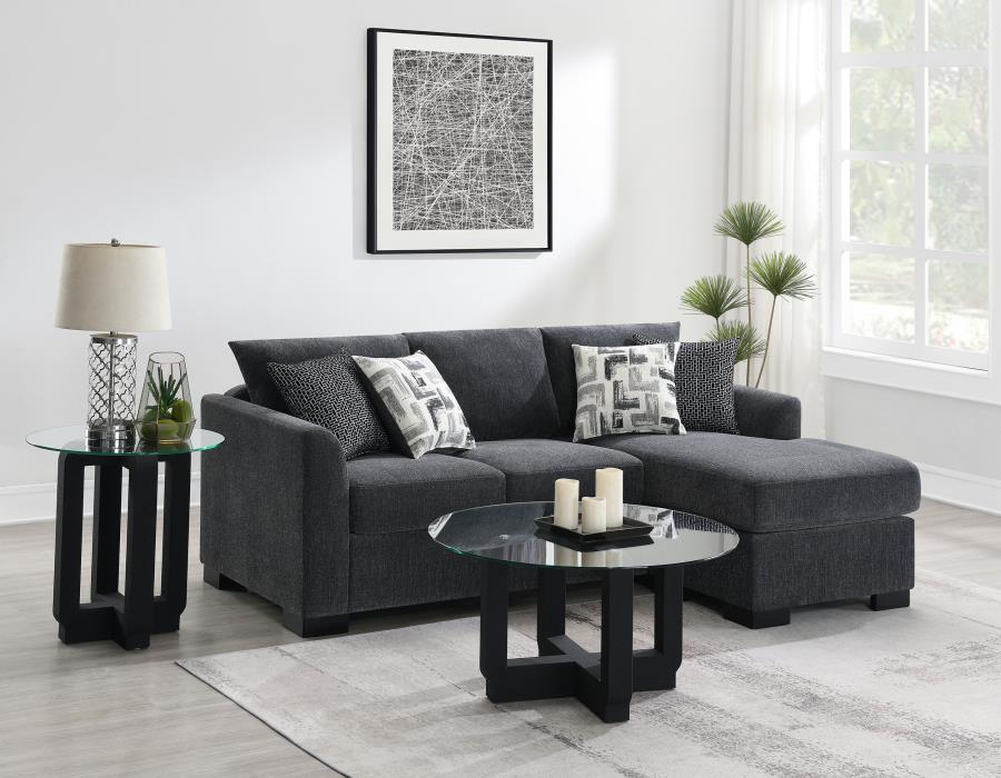 Storey Upholstered Sleeper Sectional Chaise Sofa Dark Grey view 2