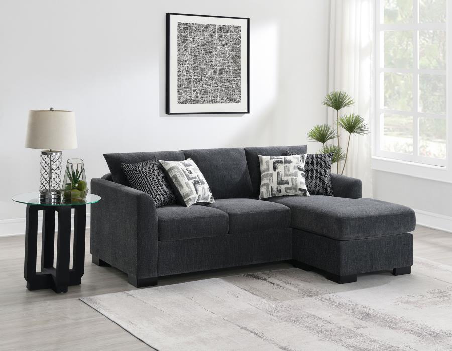 Storey Upholstered Sleeper Sectional Chaise Sofa Dark Grey view 3