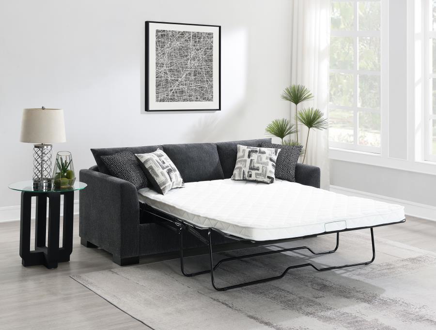 Storey Upholstered Sleeper Sectional Chaise Sofa Dark Grey view 4