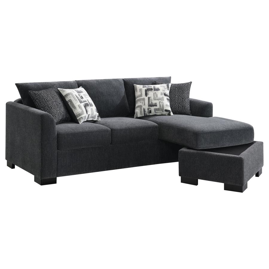 Storey Upholstered Sleeper Sectional Chaise Sofa Dark Grey view 5