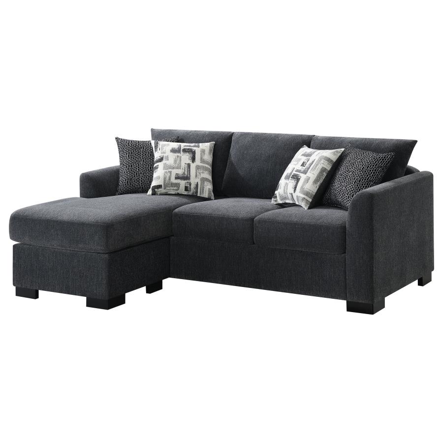 Storey Upholstered Sleeper Sectional Chaise Sofa Dark Grey view 7