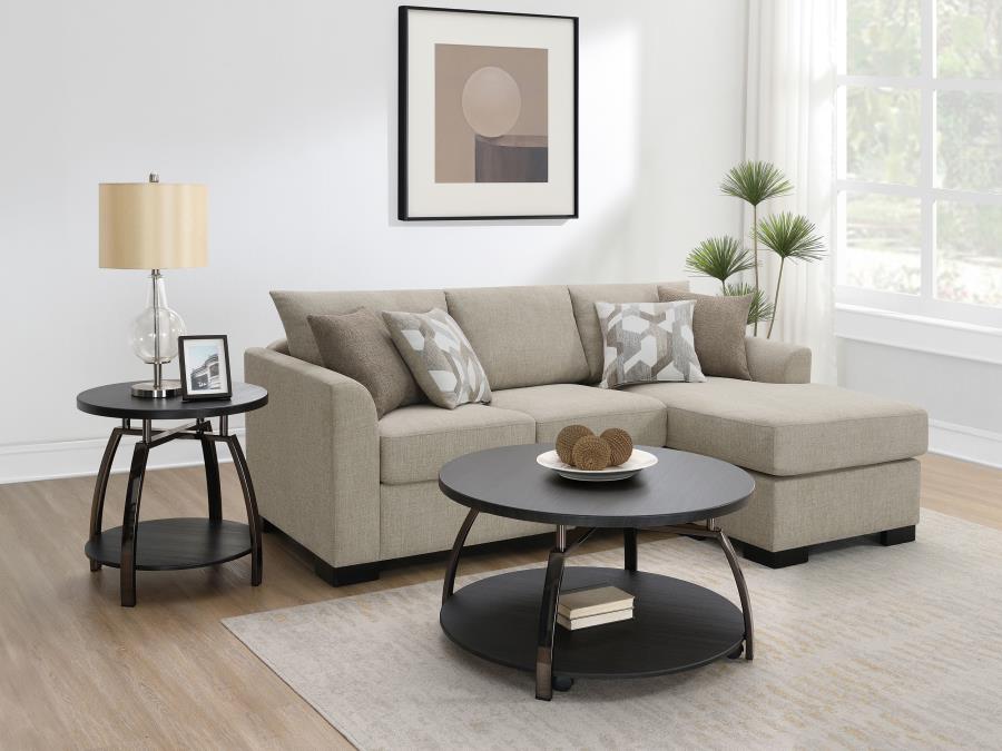 Storey Upholstered Sleeper Sectional Chaise Sofa Camel view 2