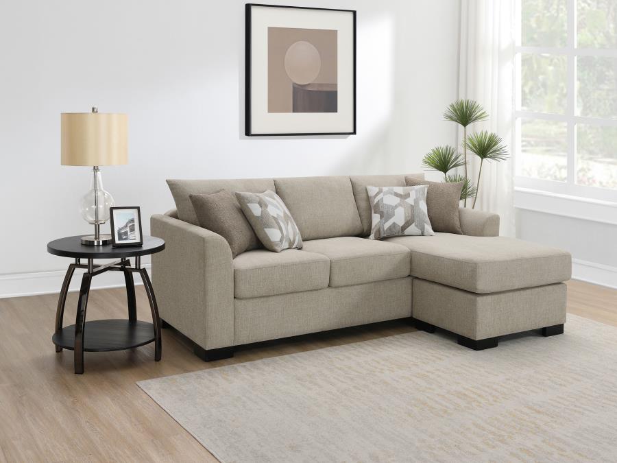 Storey Upholstered Sleeper Sectional Chaise Sofa Camel view 3