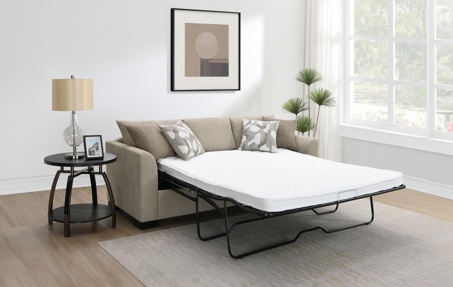 Storey Upholstered Sleeper Sectional Chaise Sofa Camel view 4