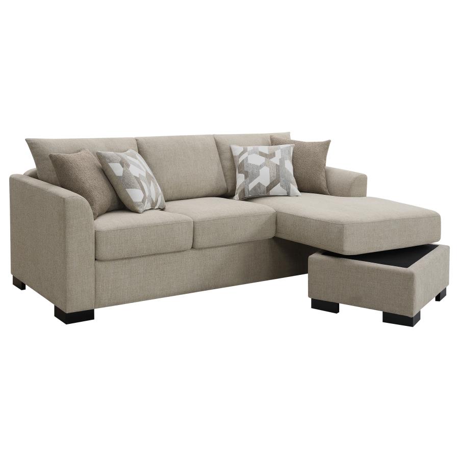 Storey Upholstered Sleeper Sectional Chaise Sofa Camel view 5