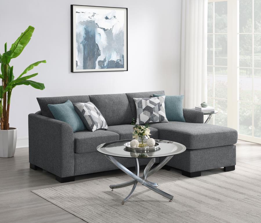 Storey Upholstered Sleeper Sectional Chaise Sofa Grey view 2