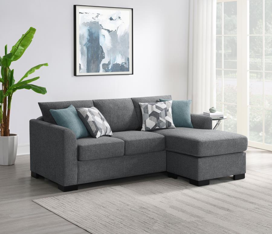 Storey Upholstered Sleeper Sectional Chaise Sofa Grey view 3