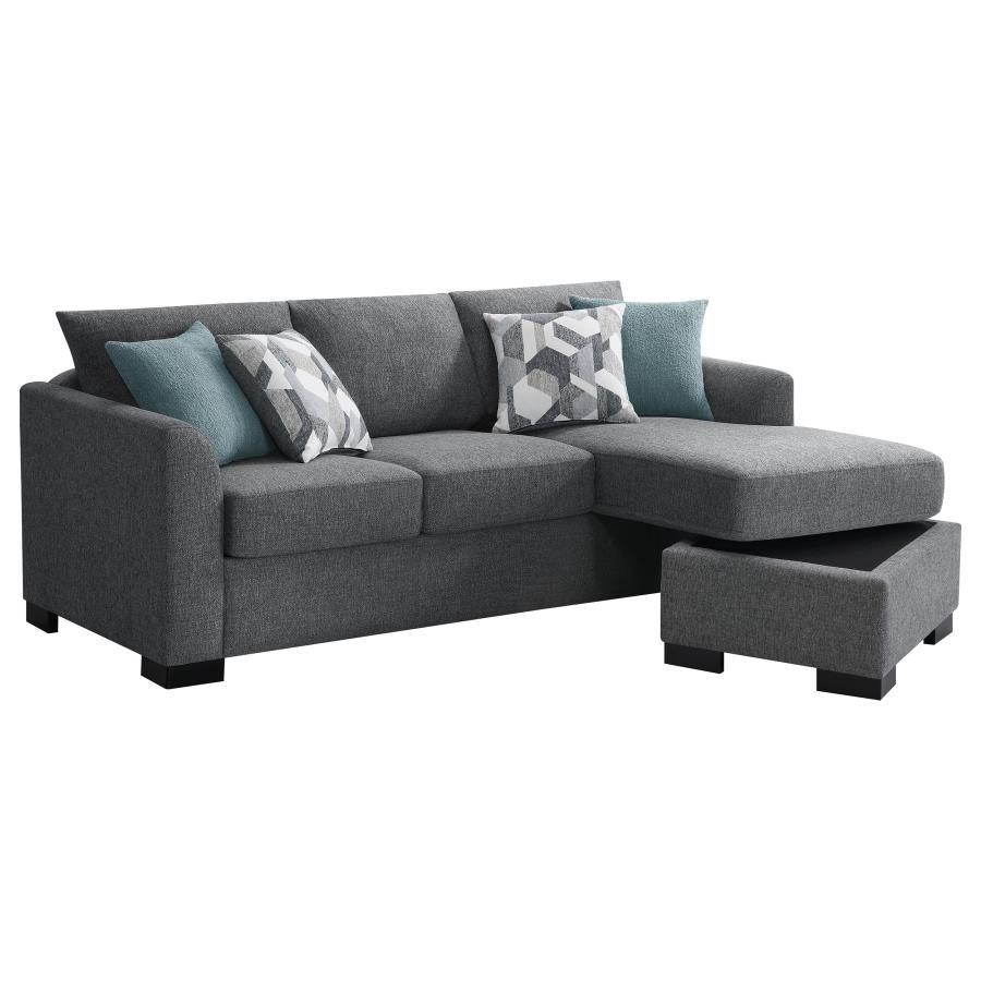 Storey Upholstered Sleeper Sectional Chaise Sofa Grey view 5