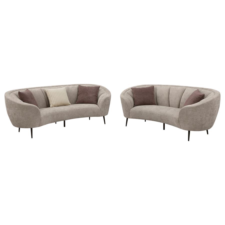 Ellorie 2-piece Upholstered Curved Sofa Set Beige view 2