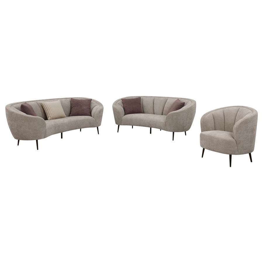 Ellorie 3-piece Upholstered Curved Sofa Set Beige view 2
