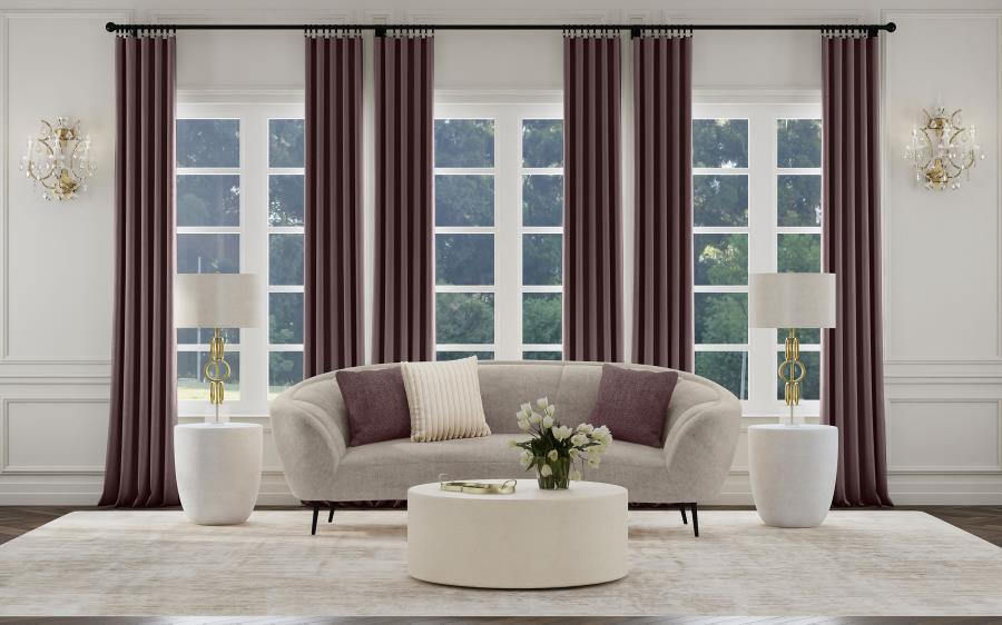 Ellorie Upholstered Channel Back Curved Sofa Beige view 2