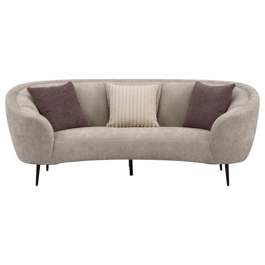 Ellorie Upholstered Channel Back Curved Sofa Beige view 3