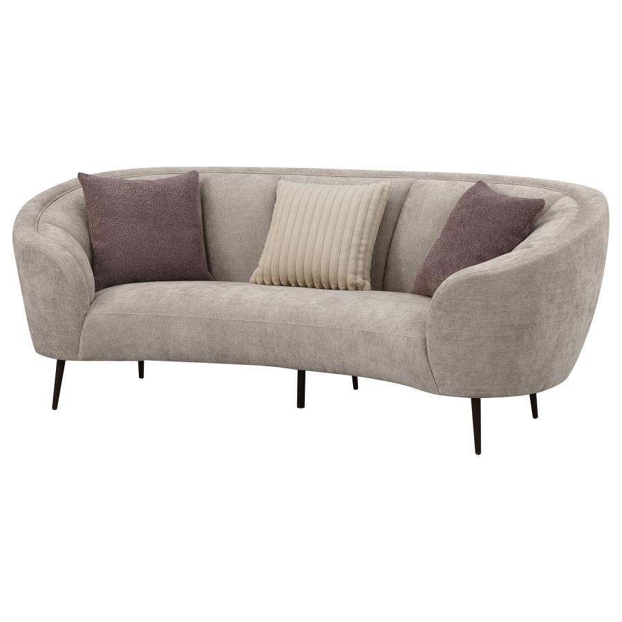 Ellorie Upholstered Channel Back Curved Sofa Beige view 4