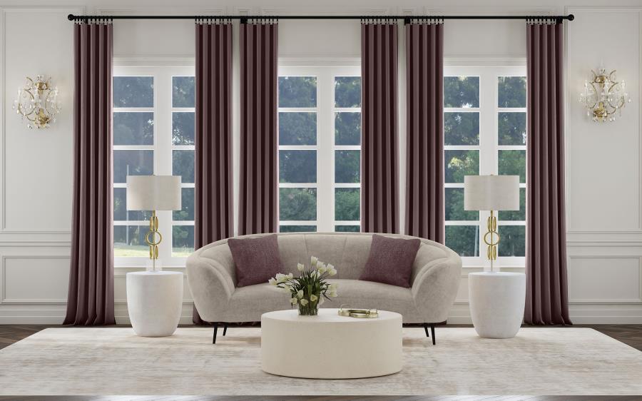 Ellorie Upholstered Channel Back Curved Loveseat Beige view 2