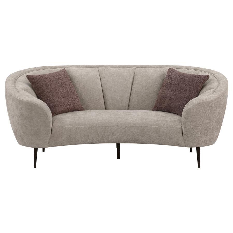 Ellorie Upholstered Channel Back Curved Loveseat Beige view 3
