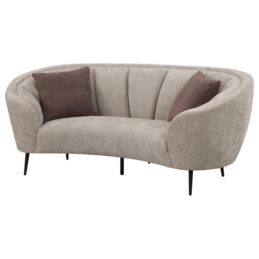 Ellorie Upholstered Channel Back Curved Loveseat Beige view 4