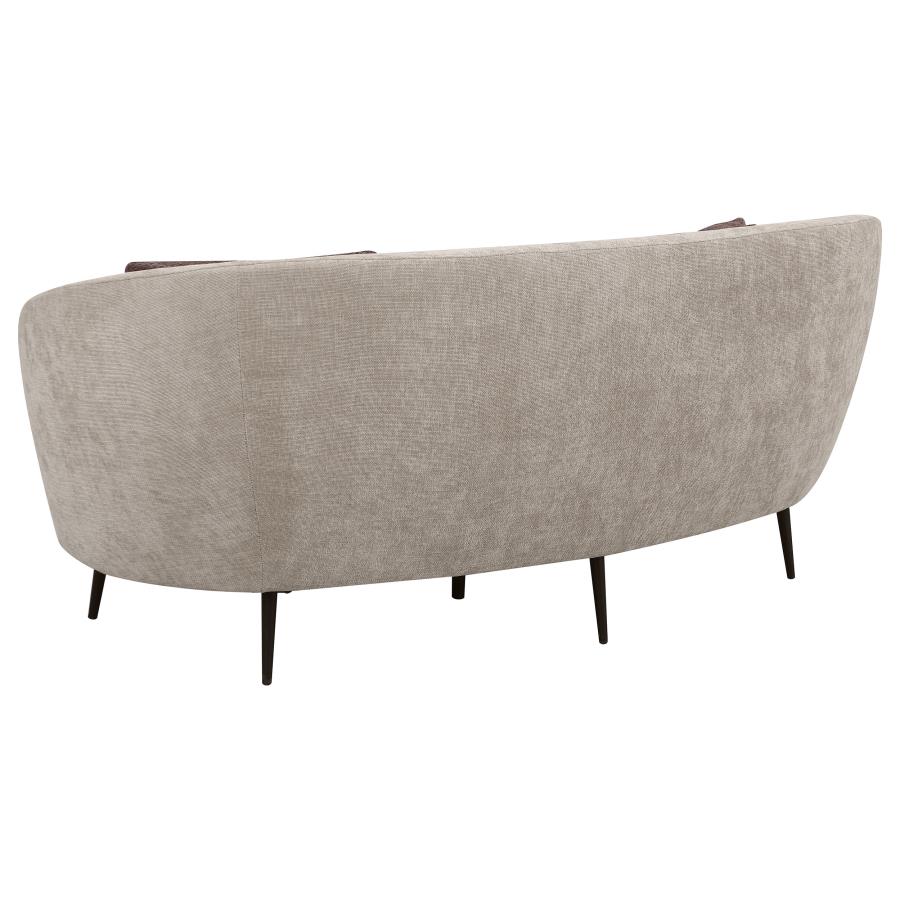 Ellorie Upholstered Channel Back Curved Loveseat Beige view 6
