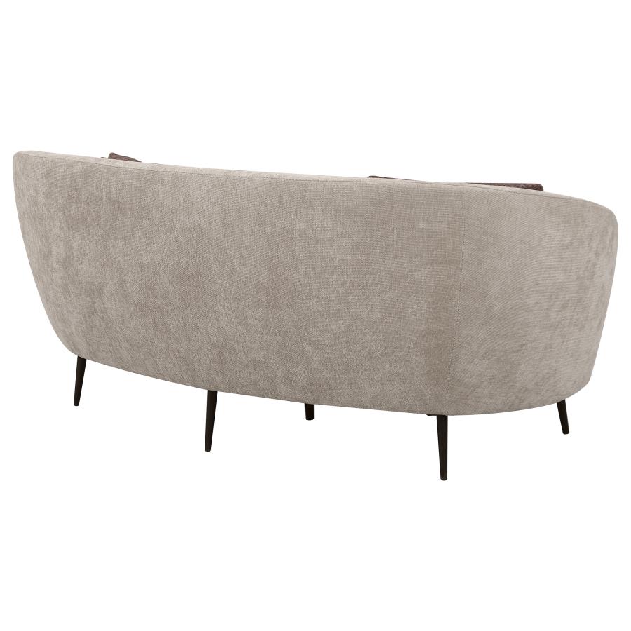 Ellorie Upholstered Channel Back Curved Loveseat Beige view 7