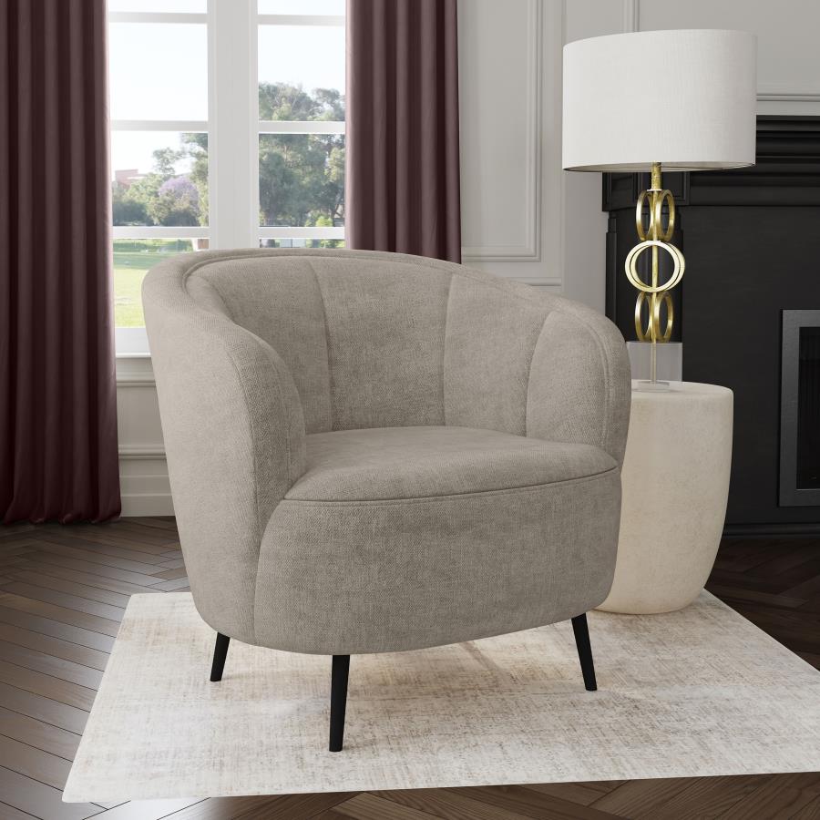 Ellorie Upholstered Channel Back Curved Chair Beige view 2
