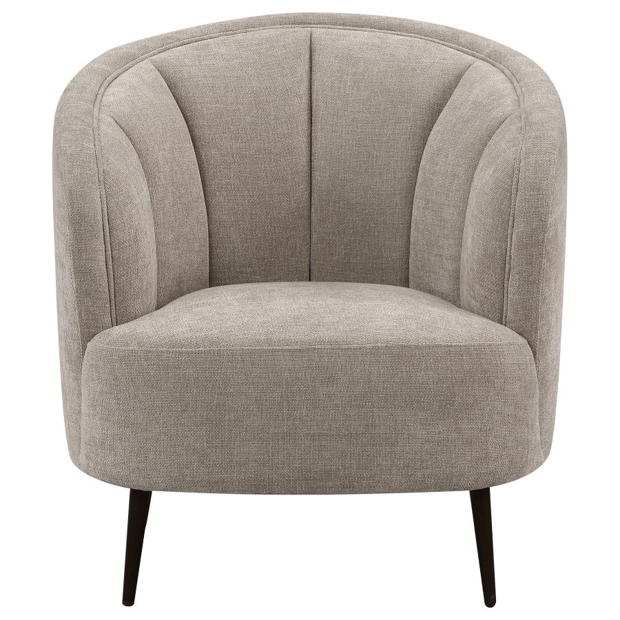 Ellorie Upholstered Channel Back Curved Chair Beige view 3