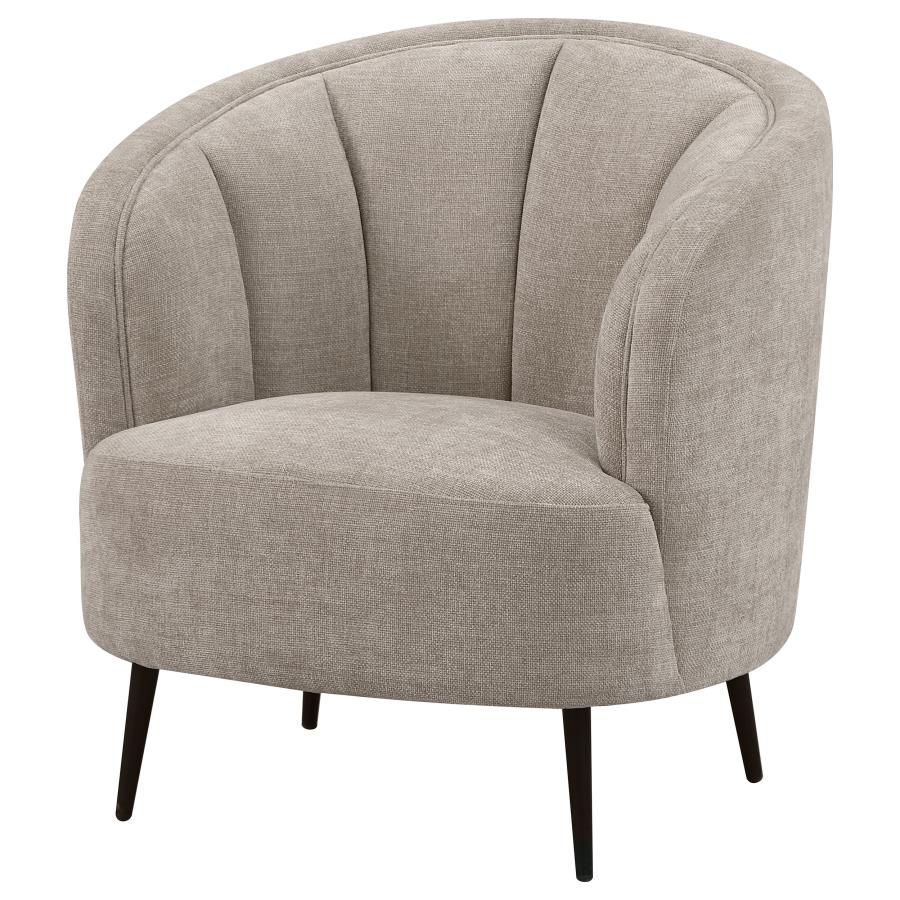 Ellorie Upholstered Channel Back Curved Chair Beige view 4