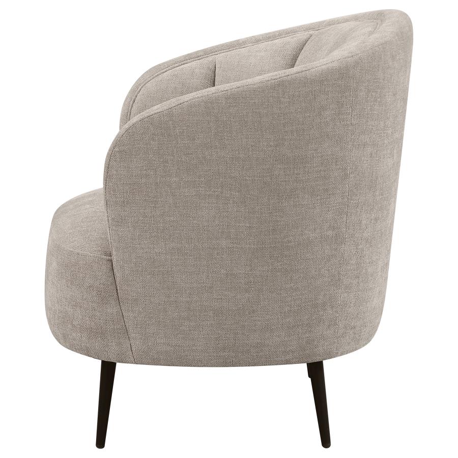 Ellorie Upholstered Channel Back Curved Chair Beige view 5