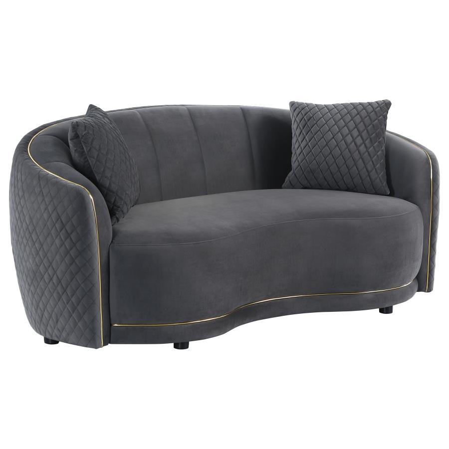 Brookside 2-piece Velvet Upholstered Sofa Set Dark Grey view 7