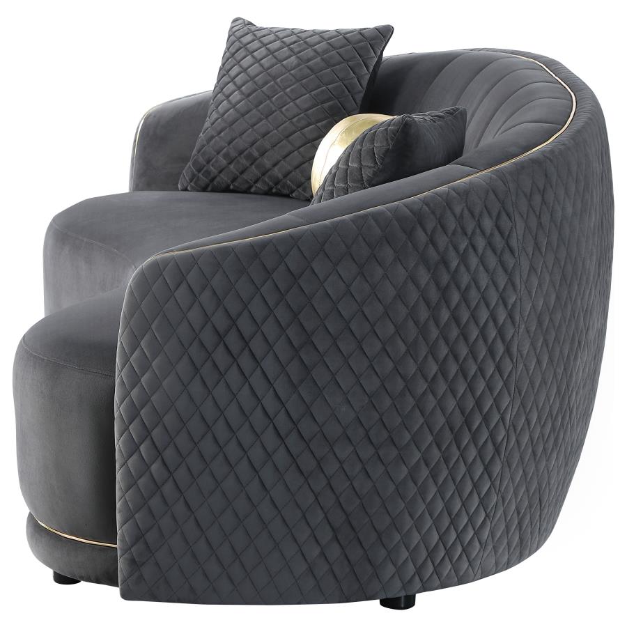 Brookside Velvet Upholstered Curved Sofa Dark Grey view 5