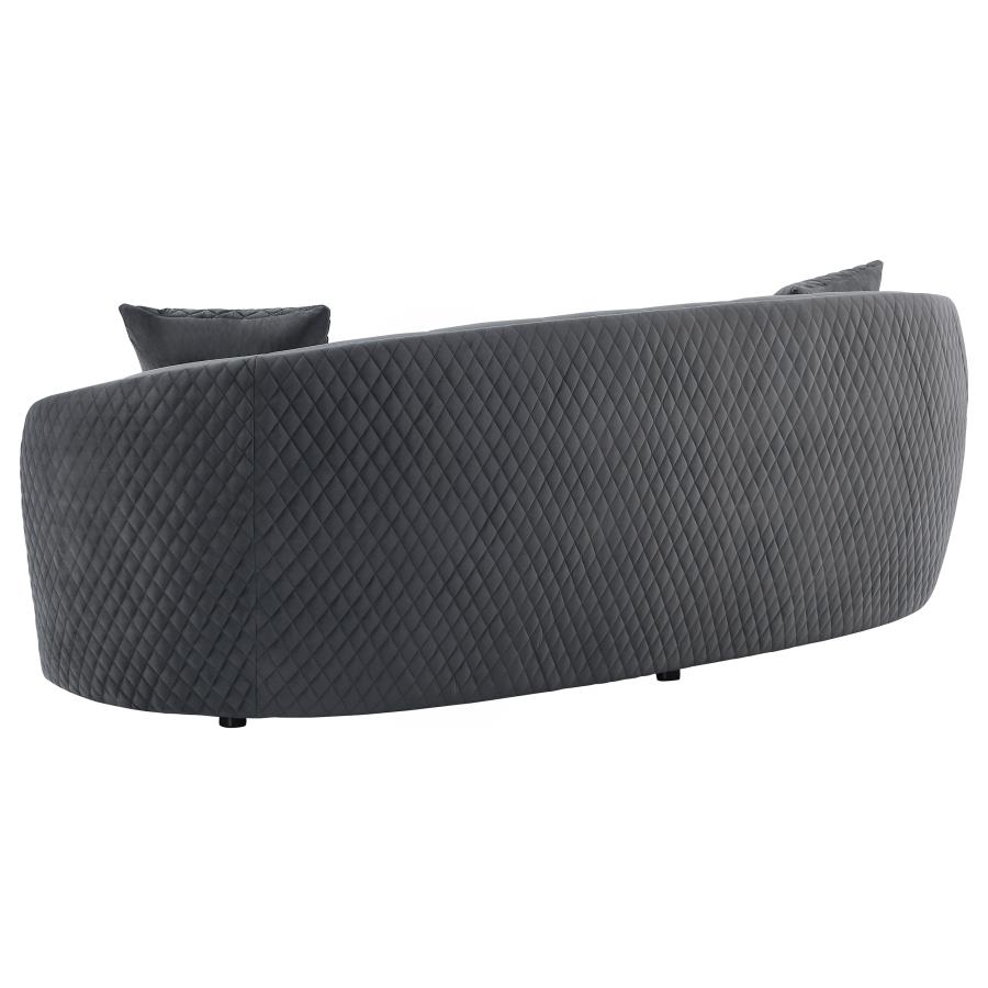 Brookside Velvet Upholstered Curved Sofa Dark Grey view 6