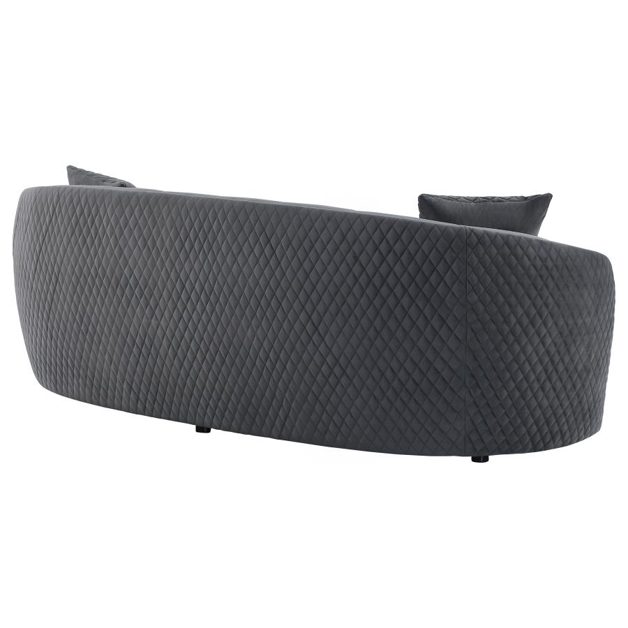 Brookside Velvet Upholstered Curved Sofa Dark Grey view 7