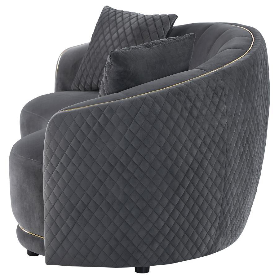Brookside Velvet Upholstered Curved Loveseat Dark Grey view 5