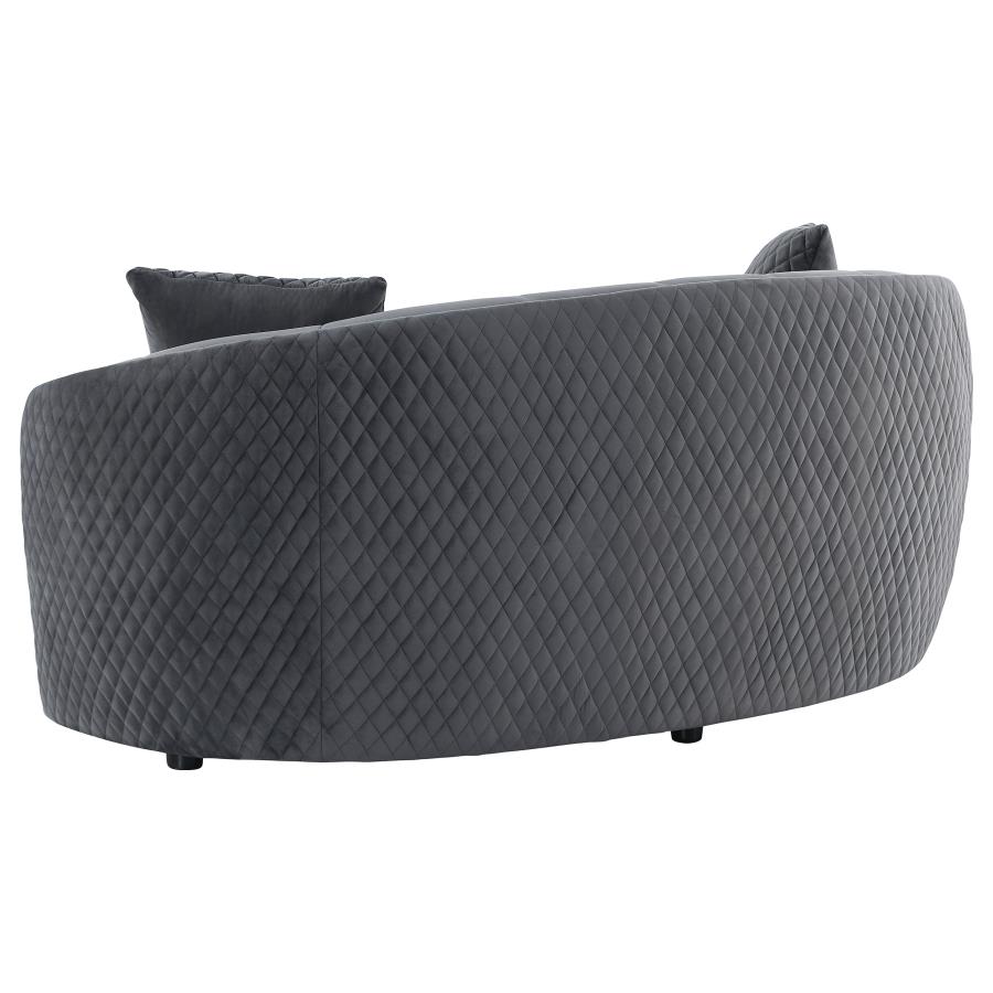 Brookside Velvet Upholstered Curved Loveseat Dark Grey view 6