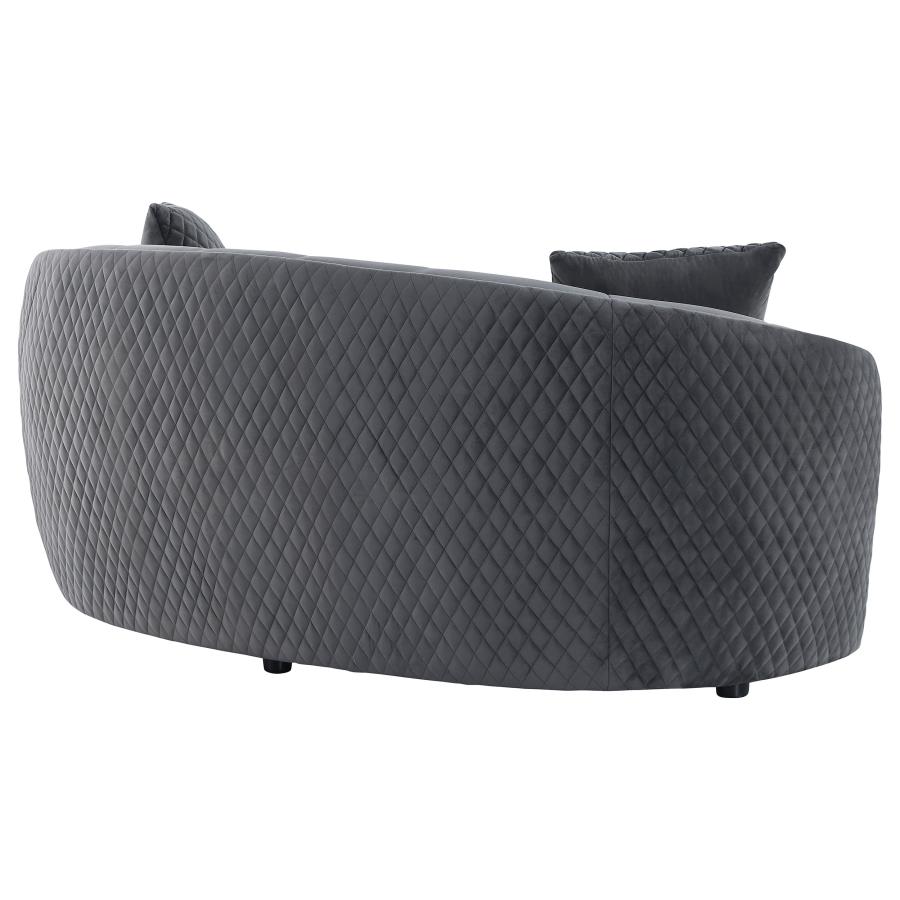 Brookside Velvet Upholstered Curved Loveseat Dark Grey view 7
