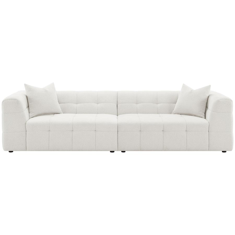 Everly Boucle Upholstered Extra Long Sofa Off White view 3