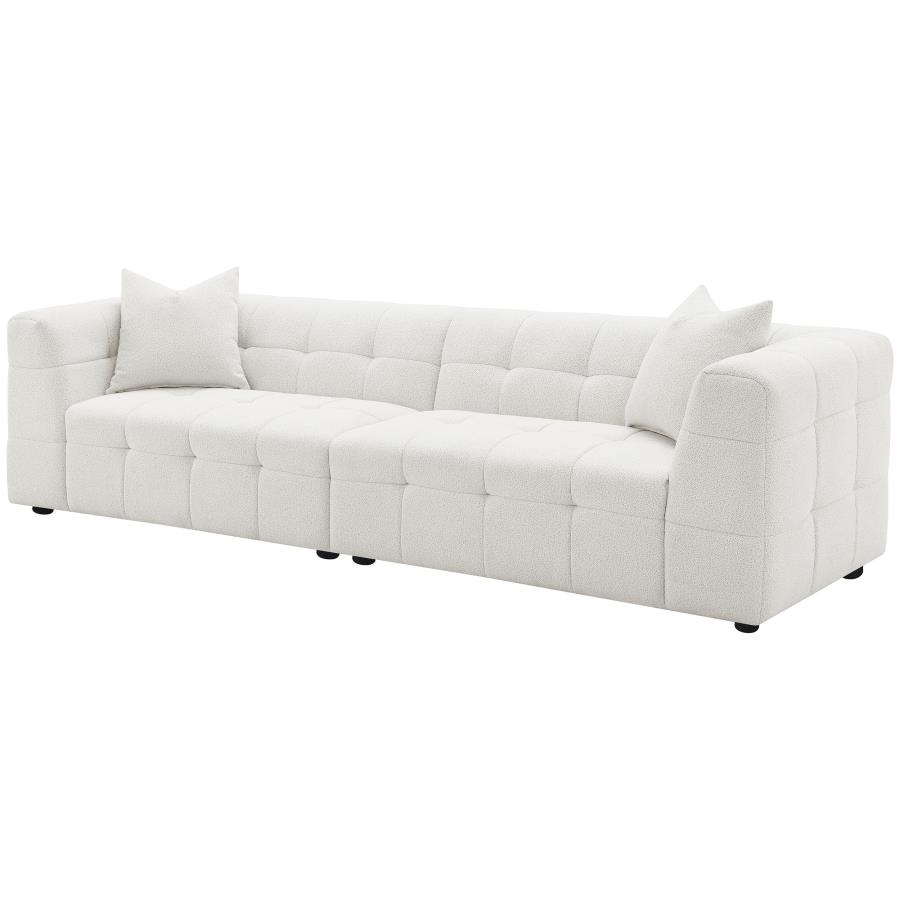 Everly Boucle Upholstered Extra Long Sofa Off White view 4