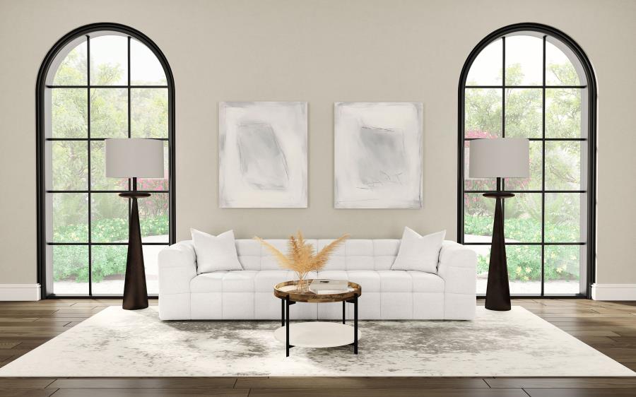 Everly Boucle Upholstered Extra Long Sofa Off White view 2