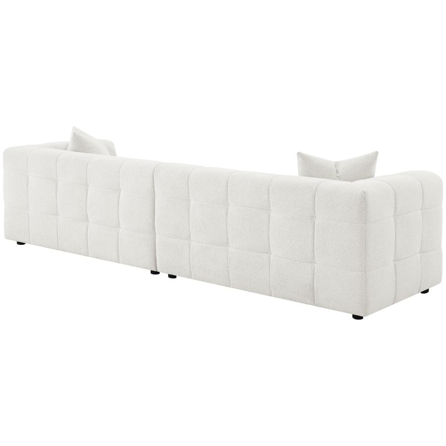 Everly Boucle Upholstered Extra Long Sofa Off White view 7