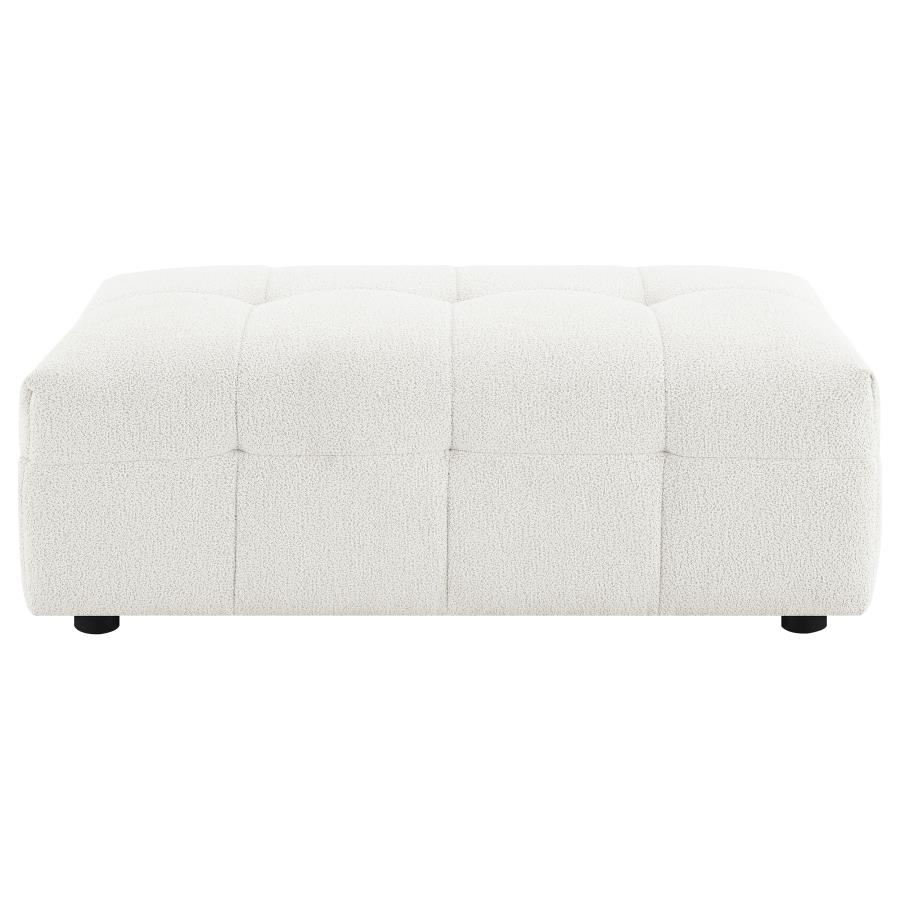 Everly Boucle Upholstered Rectangular Ottoman Off White view 3