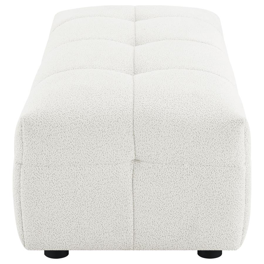 Everly Boucle Upholstered Rectangular Ottoman Off White view 5