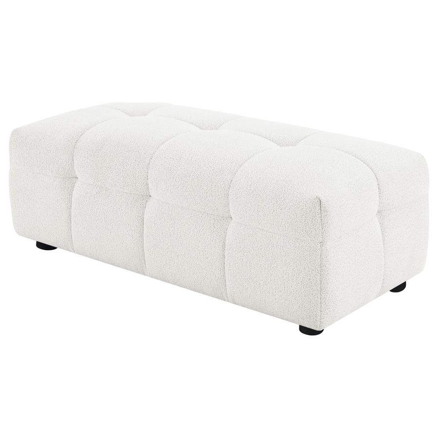 Everly Boucle Upholstered Rectangular Ottoman Off White view 4