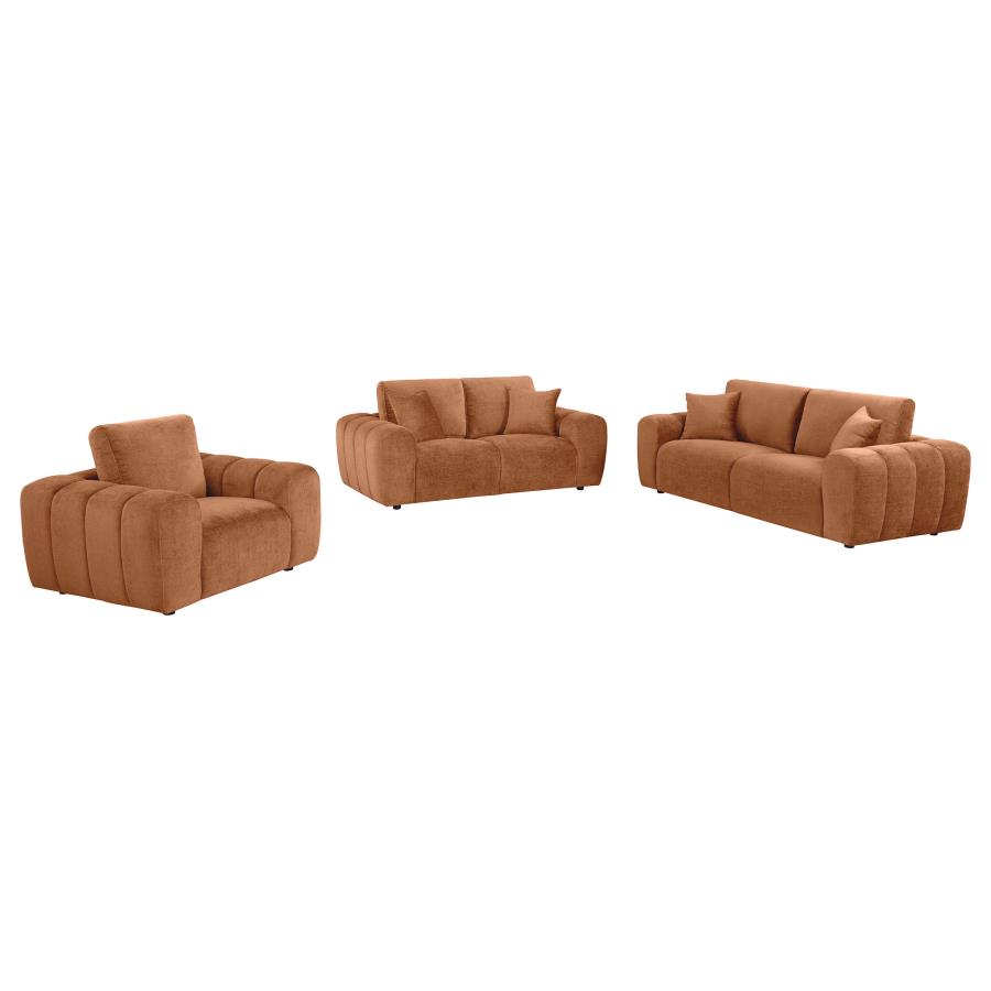 Burnett 3-piece Chenille Upholstered Sofa Set Burnt Orange view 2