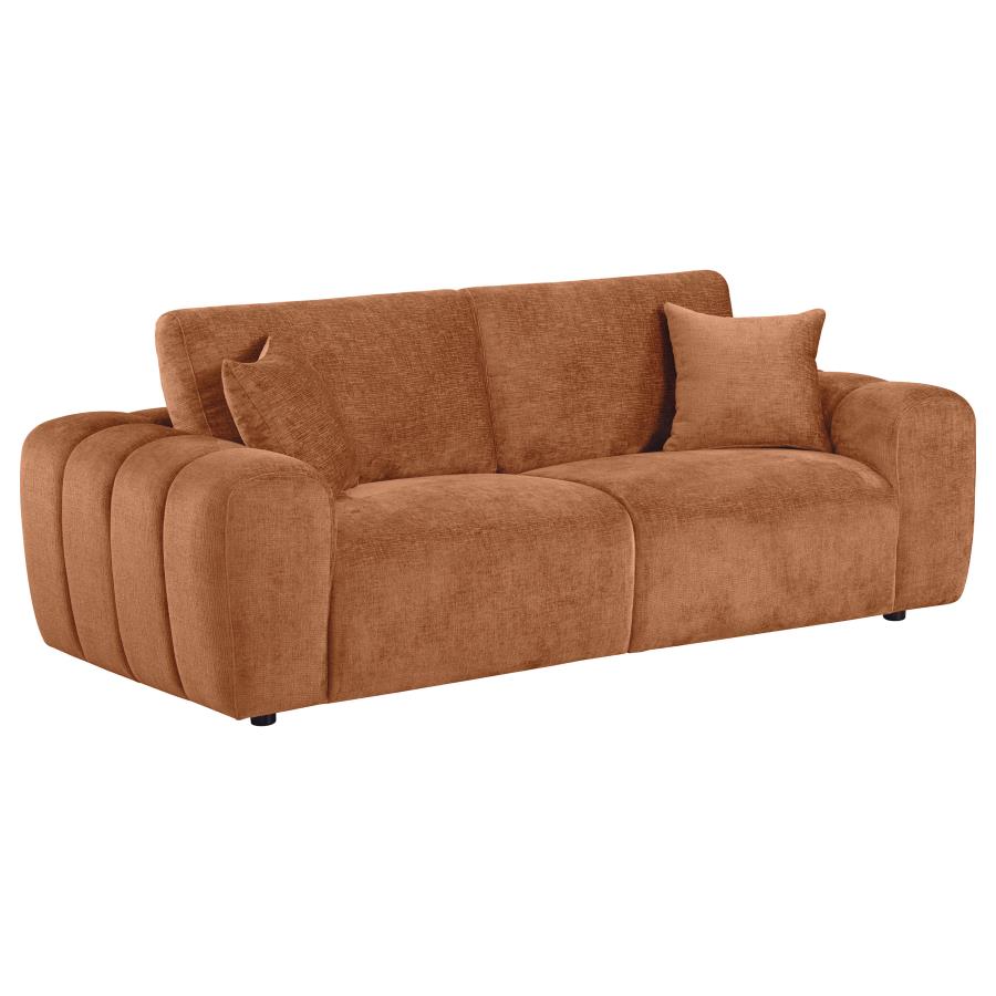 Burnett 3-piece Chenille Upholstered Sofa Set Burnt Orange view 3