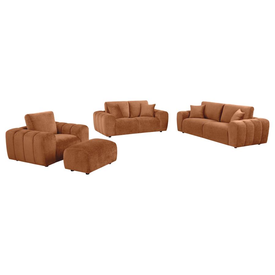 Burnett 4-piece Chenille Upholstered Sofa Set Burnt Orange view 2