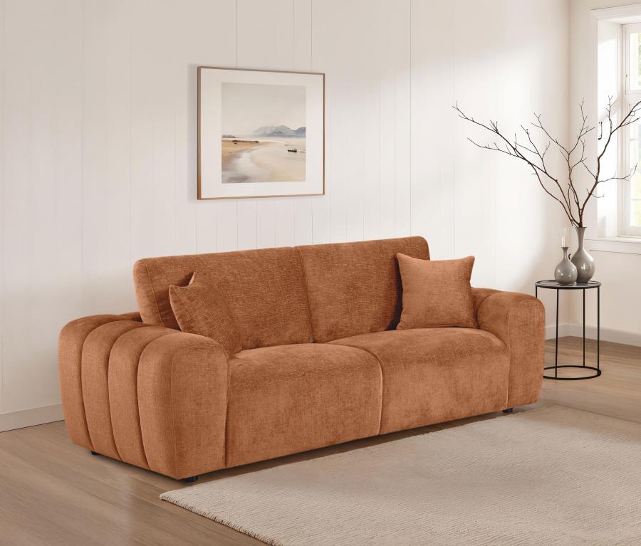 Burnett Chenille Upholstered Wide Arm Sofa Burnt Orange view 2